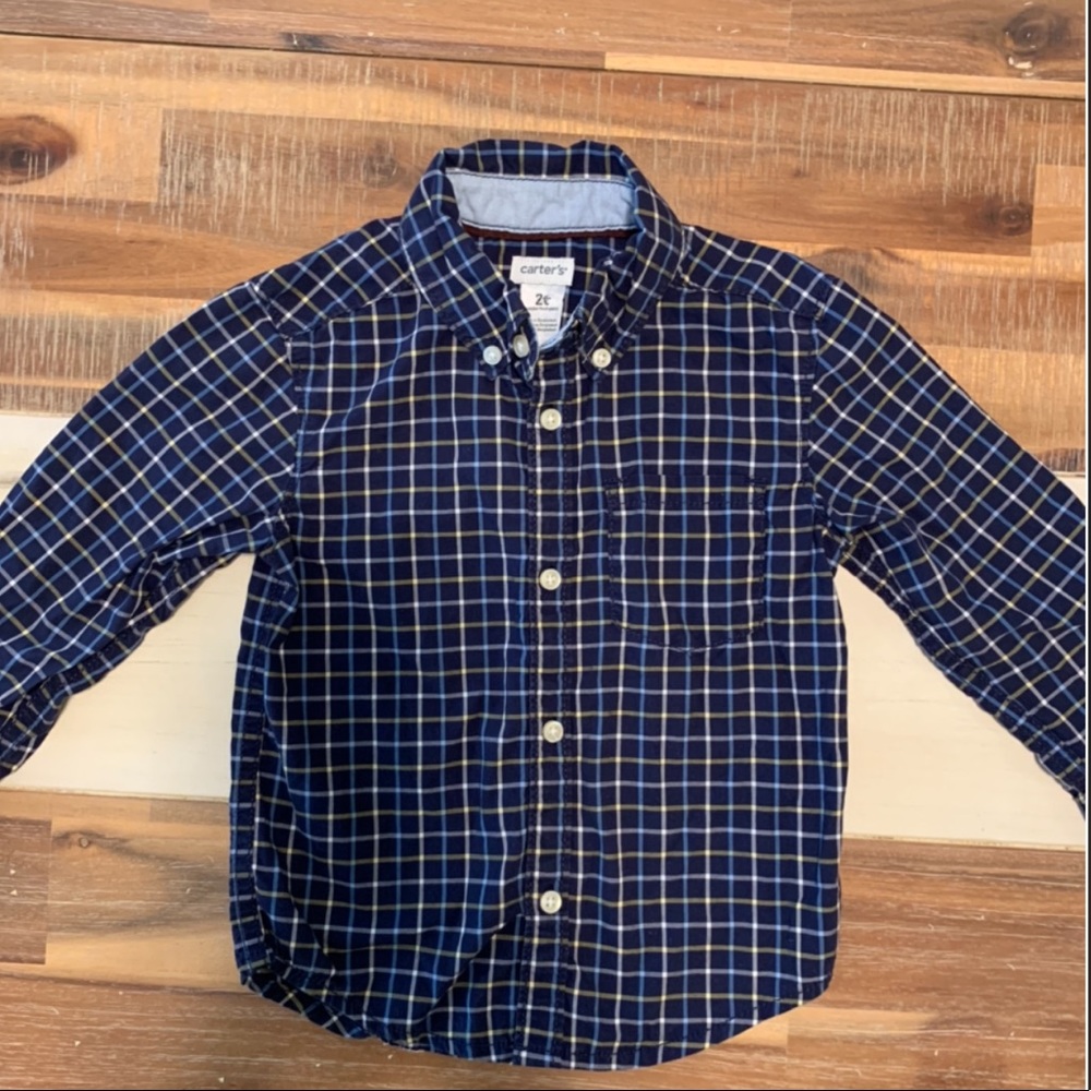 Carter’s blue plaid button down 2T